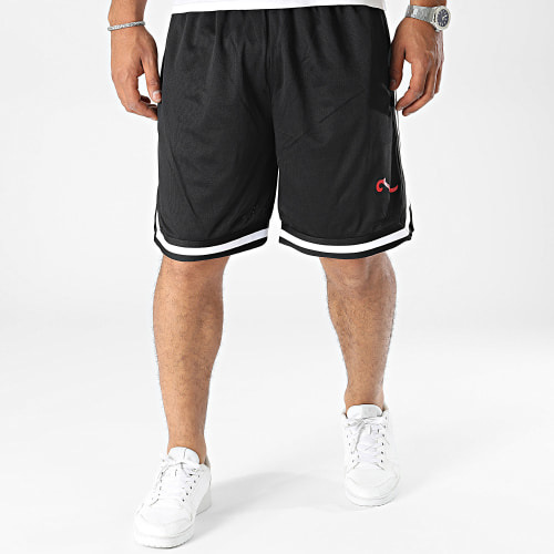 Short Jogging A Bandes Wave Noir Rouge