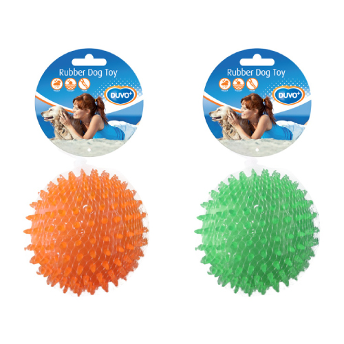 Brinquedo para cães DUVO, bola de TPR em formato de ouriço (grande, 12 cm)