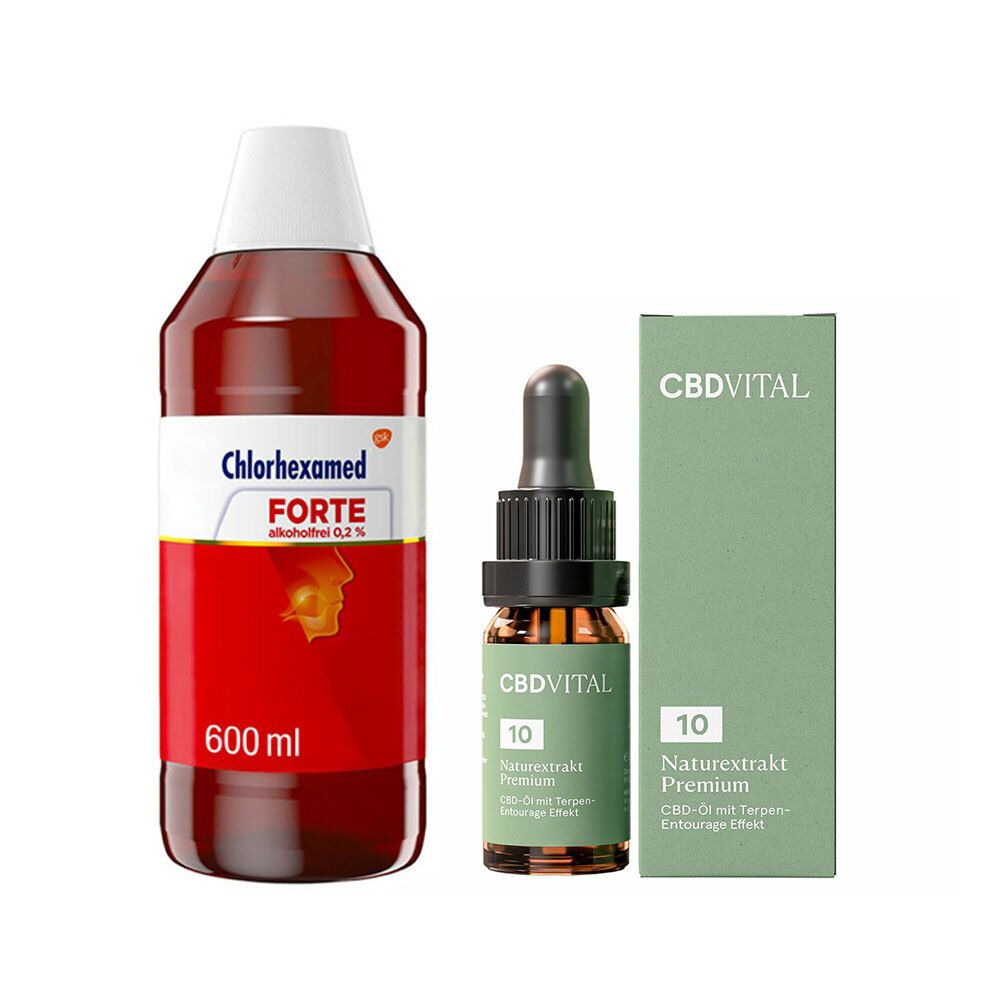 CBD VITAL Naturextrakt Premium Öl 10 % + Chlorhexamed® FORTE alkoholfrei 0,2%