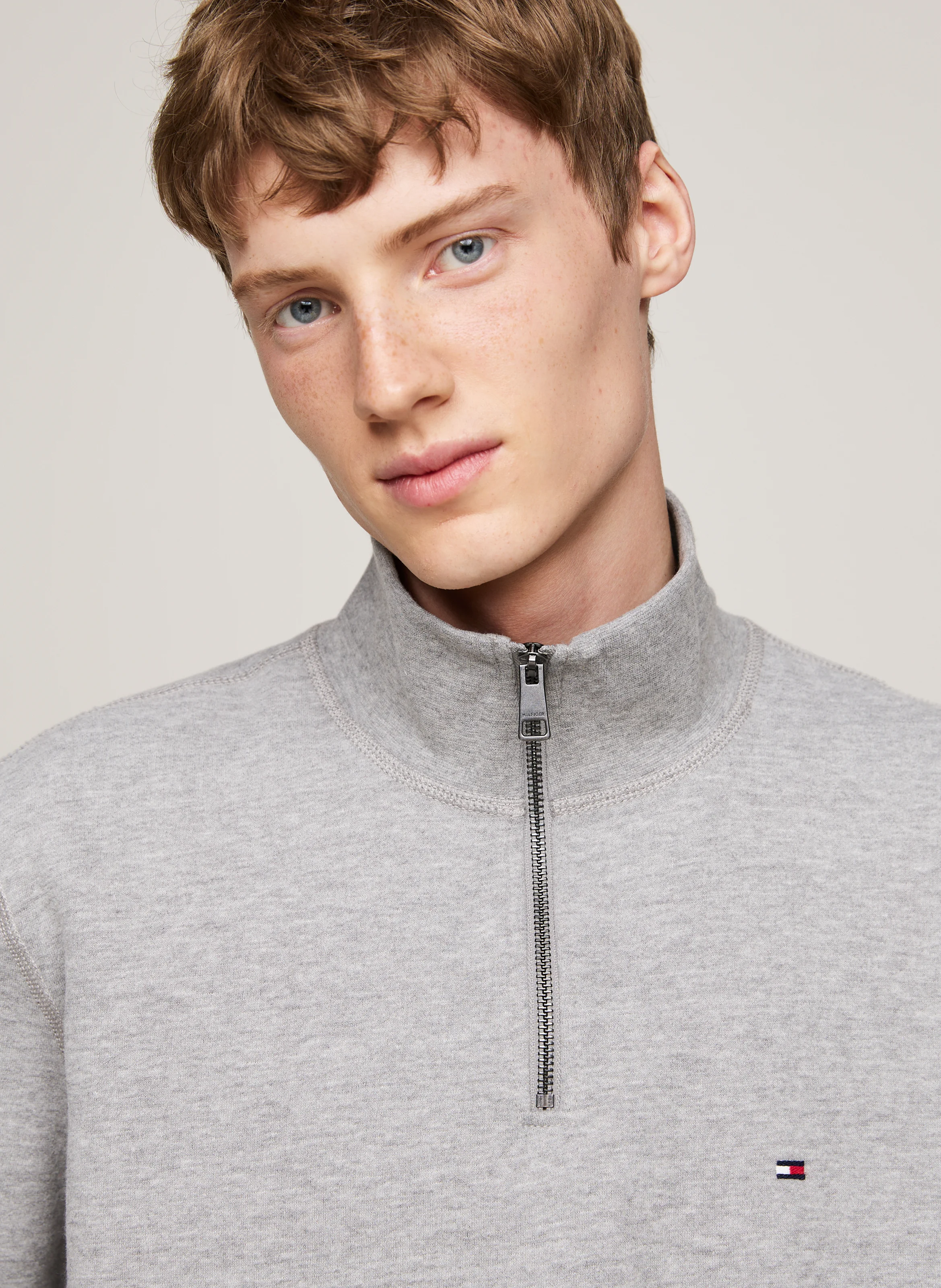 Pull col montant droit en coton mélangé | Gris