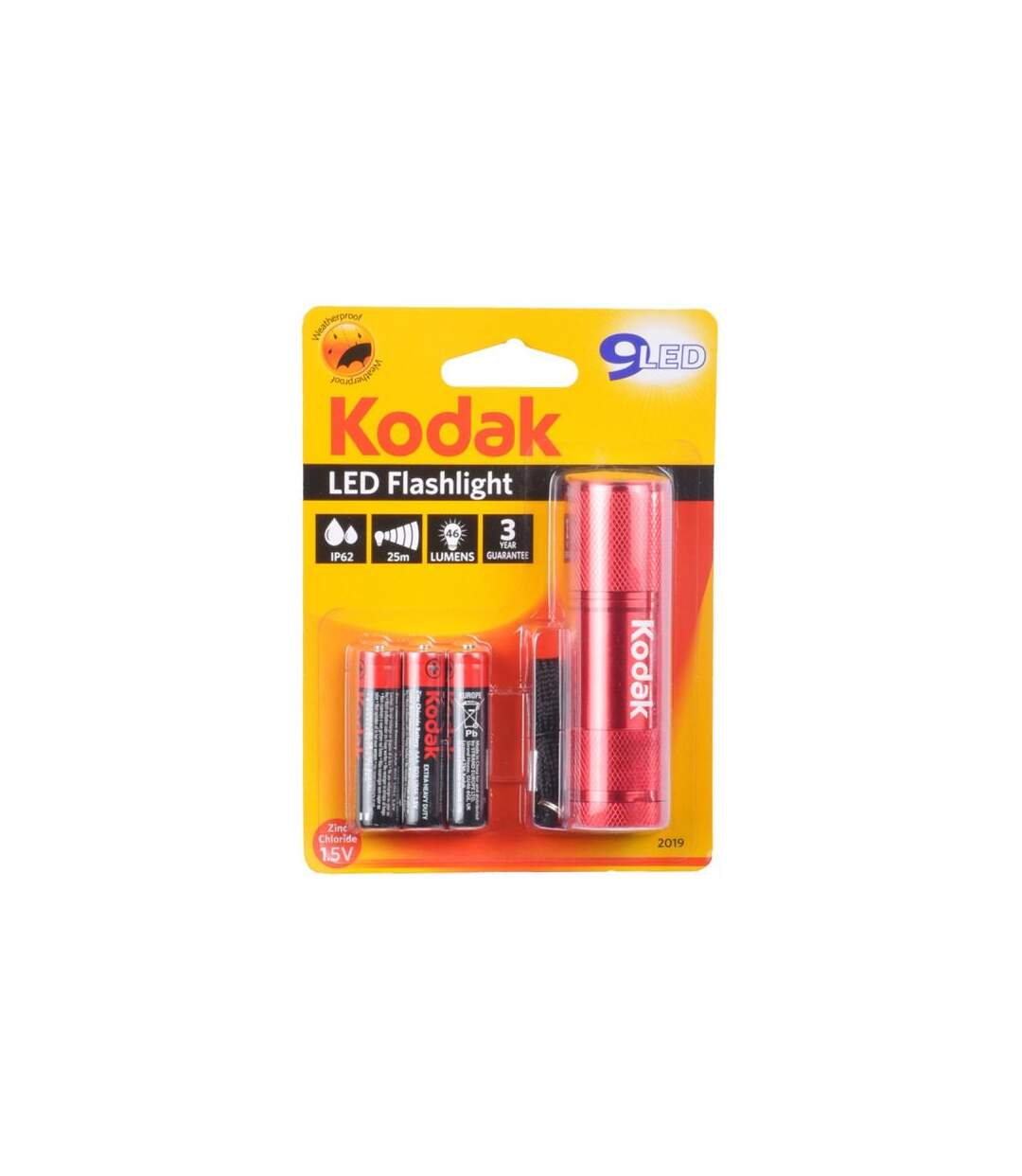 Paris Prix - Lampe Torche 9 Led flashlight 8cm Rouge
