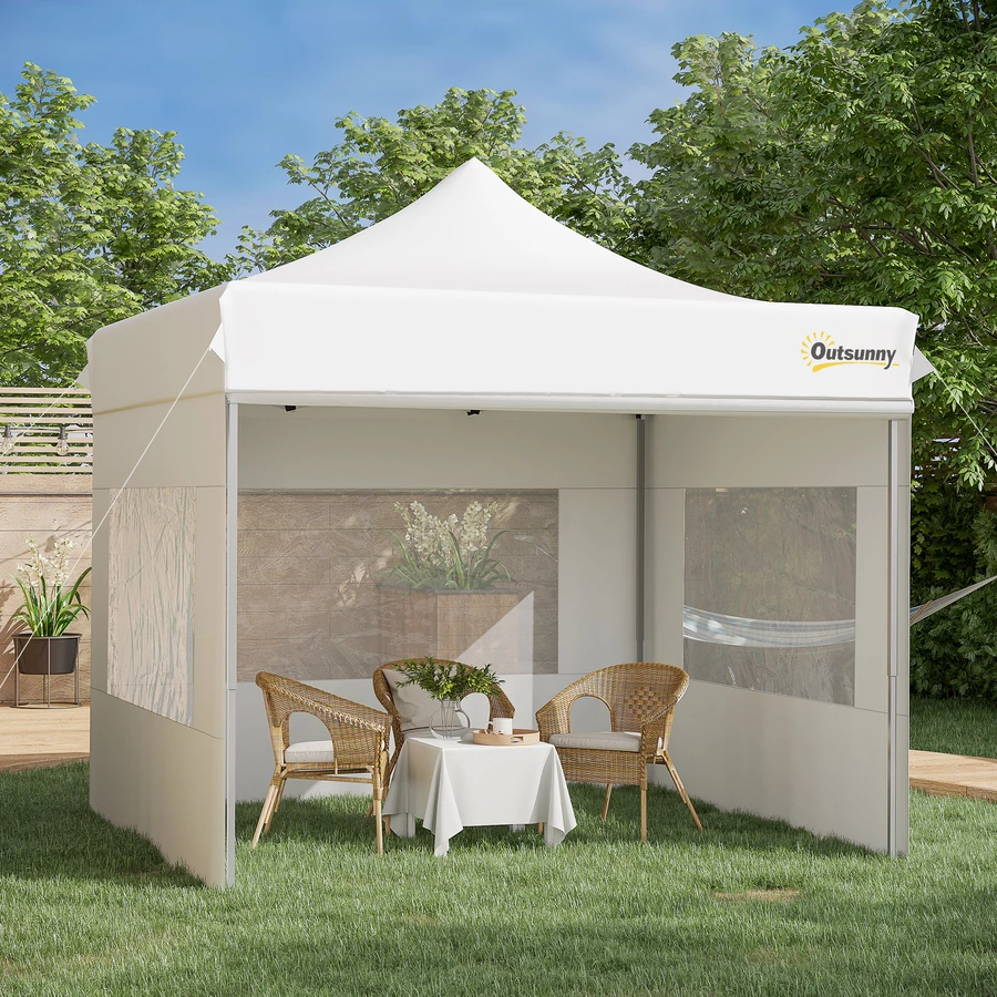 Outsunny Pavillon mit Seitenwänden weiß
