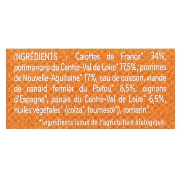 Lancheira Babybio Orgânica de Cenoura, Abóbora, Maçã e Pato +8 meses 2 x 200g