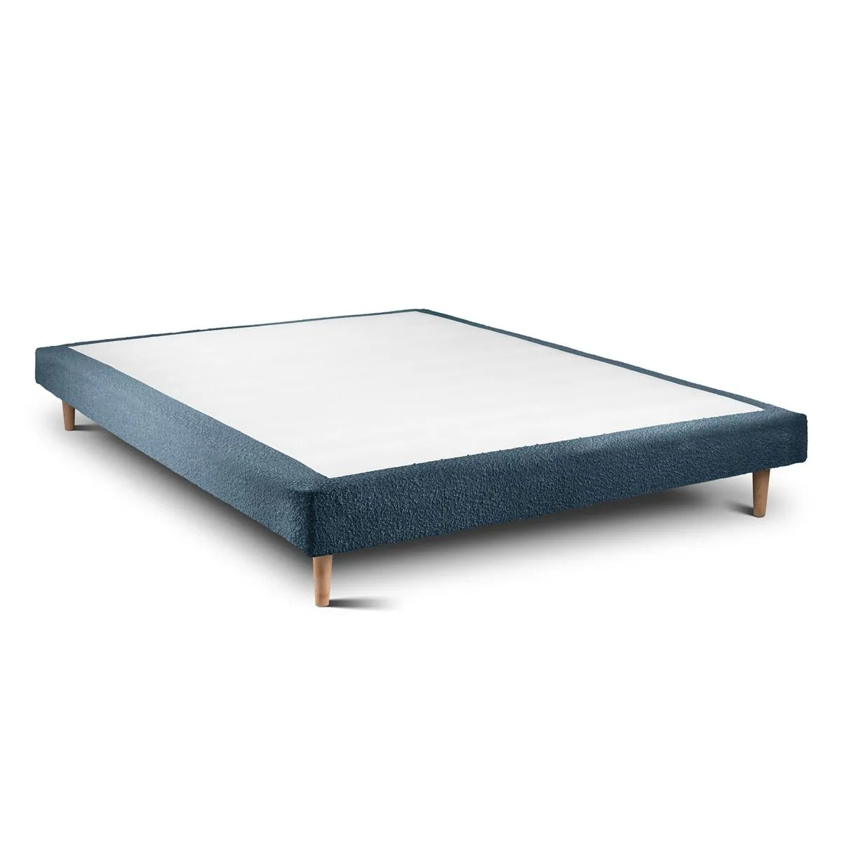 Sommeil de plomb Lit 140x200cm - Tête de lit capitonnée bouclette - Sommier tapissier bleu