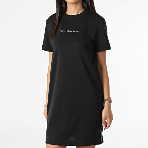 Robe Tee Shirt Femme A Bandes 9916 Noir
