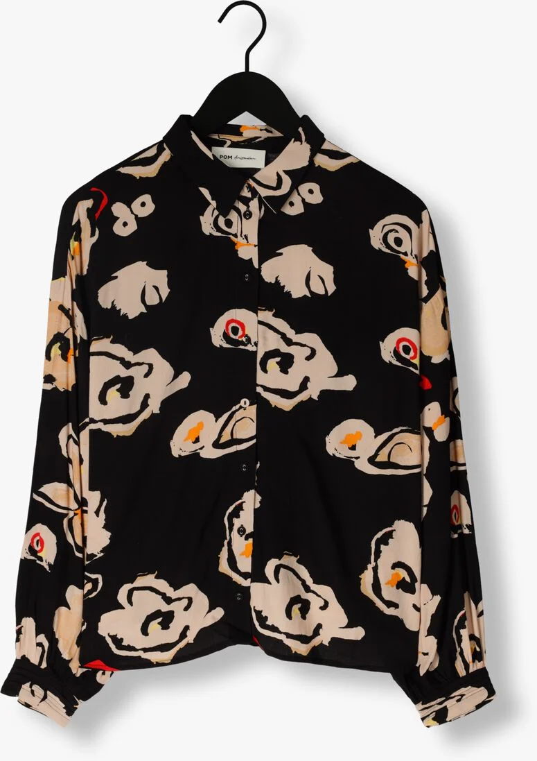 POM AMSTERDAM zwarte pom amsterdam blouse flower glory black