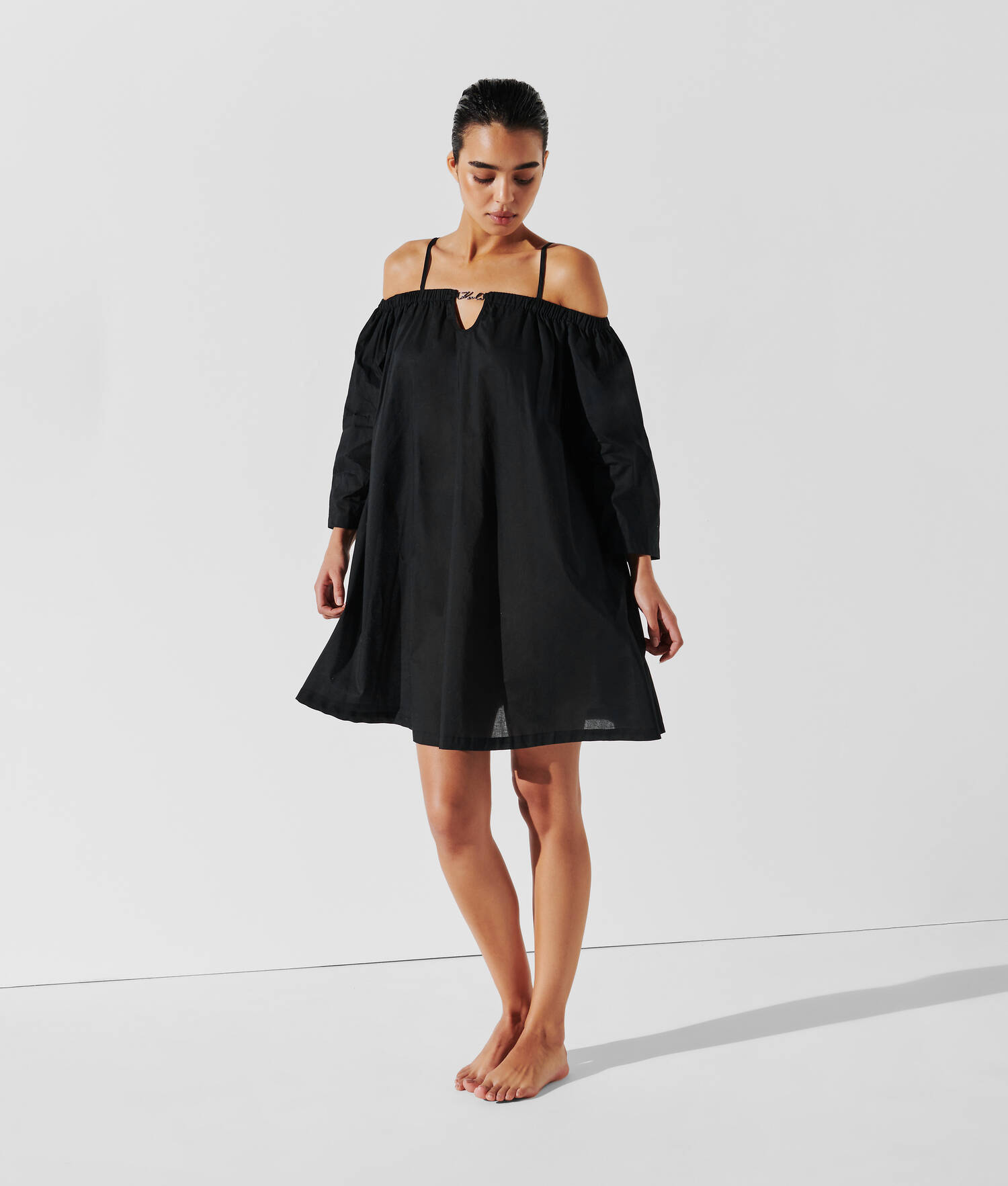 ROBE DE PLAGE À ÉPAULES DÉNUDÉES K/SIGNATURE - Noir
