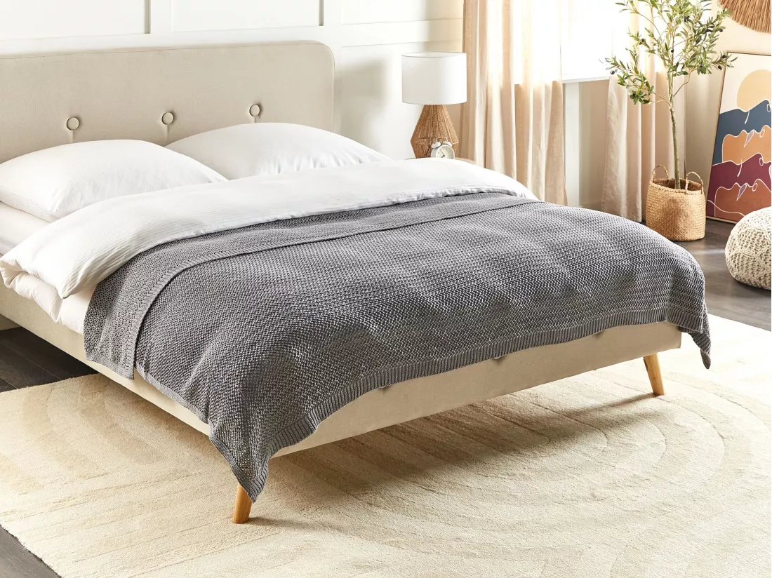 Couvre-lits ILEN Coton 150 x 200 cm Gris