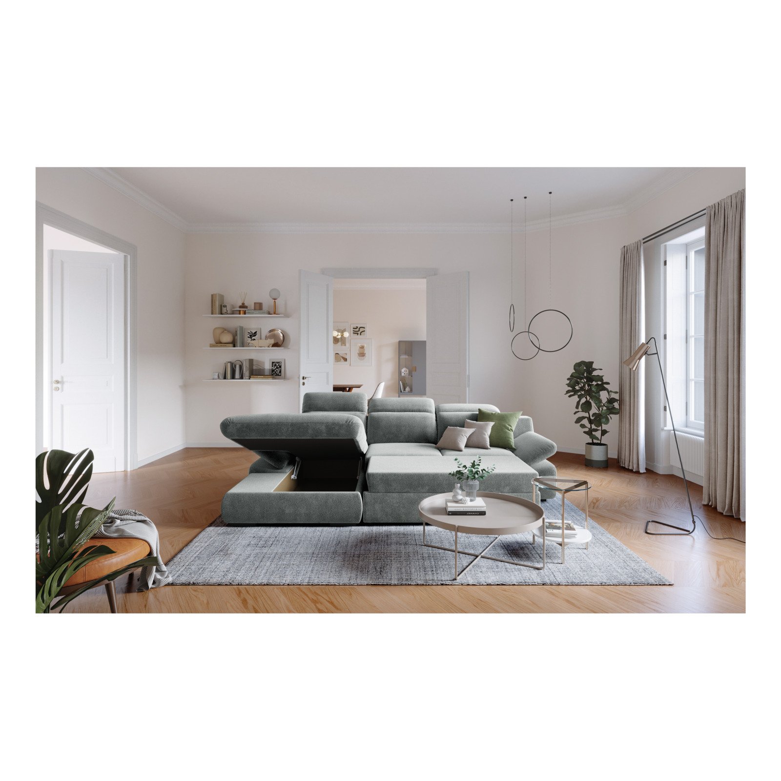 Ecksofa Lorena Stoff, Recamière links