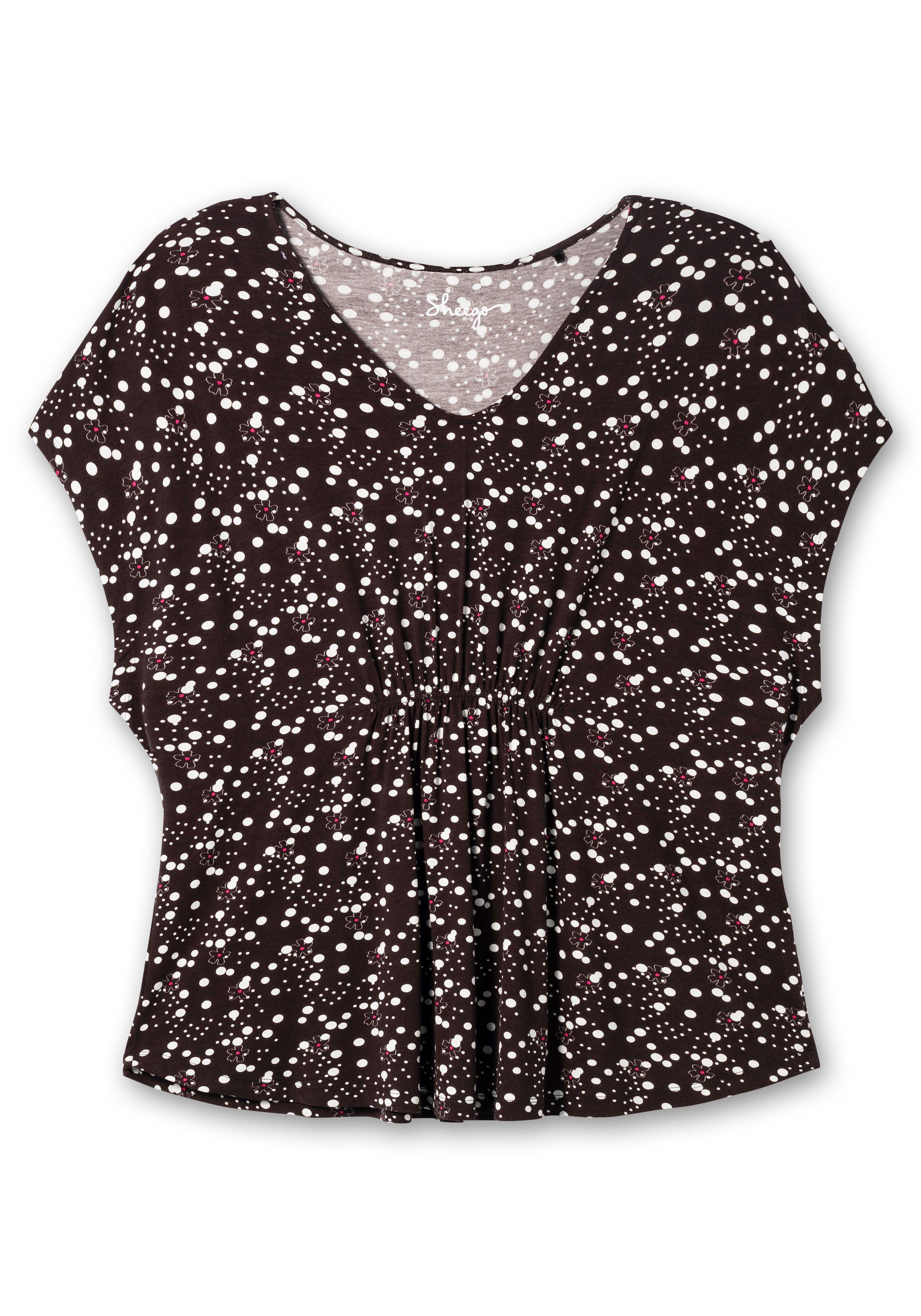Jerseyshirt mit Alloverprint und V-Ausschnitt