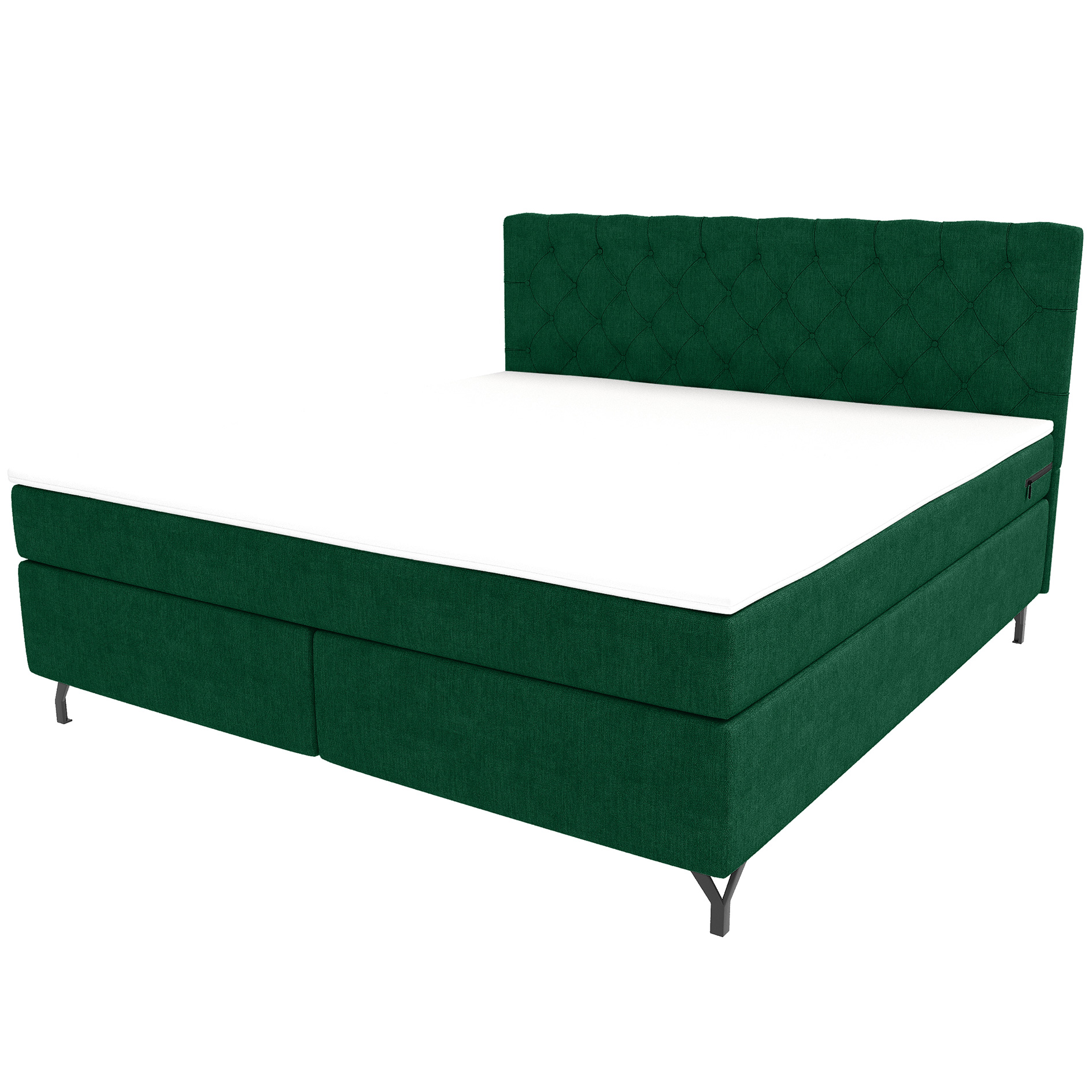 Boxspringbett - dunkelgün - inklusive Topper - 180x200 cm