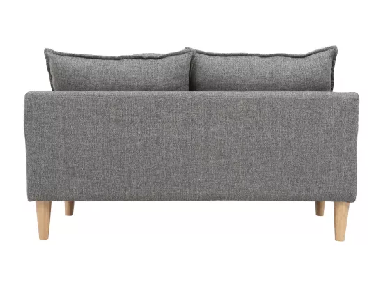 Canapé scandinave 2 places en tissu gris et bois clair KATE