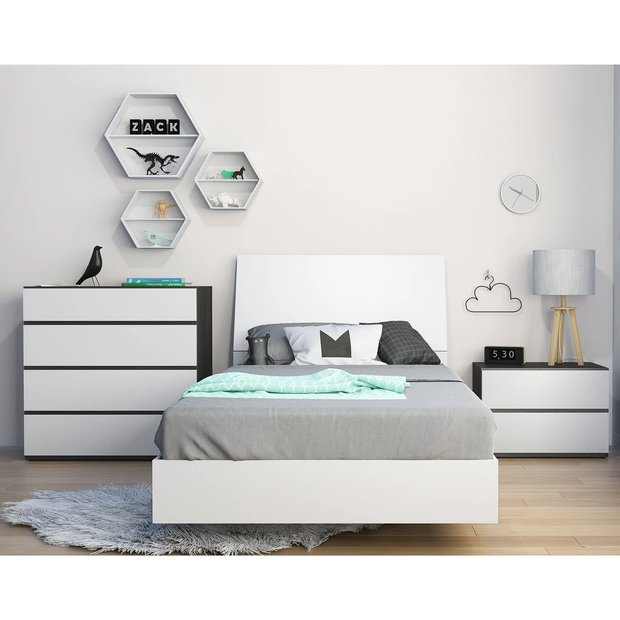 Nexera Lit Simple Plateforme Acapella - Blanc