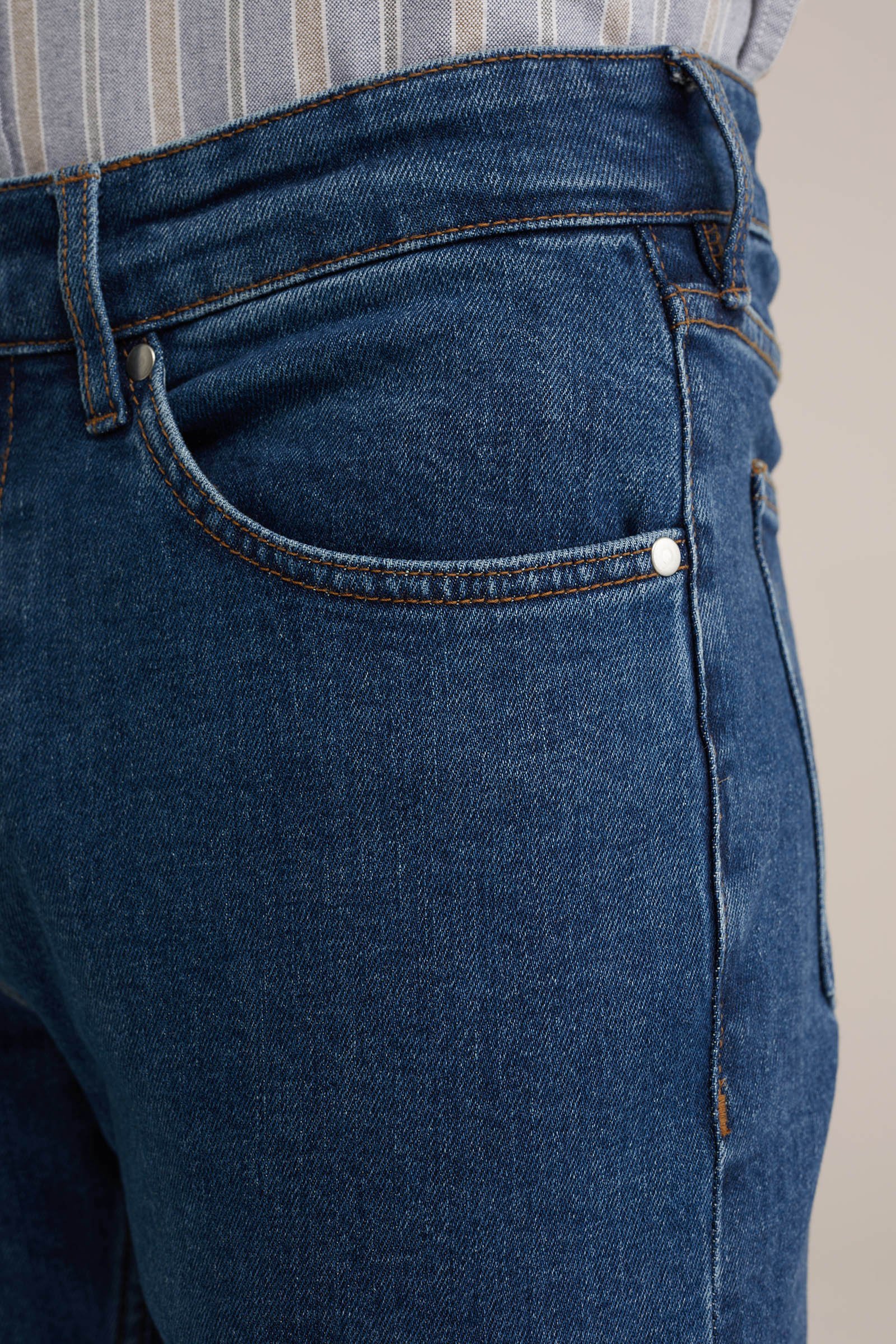 Rain ready slim fit jeans met medium stretch Fundamentals Donkerblauw