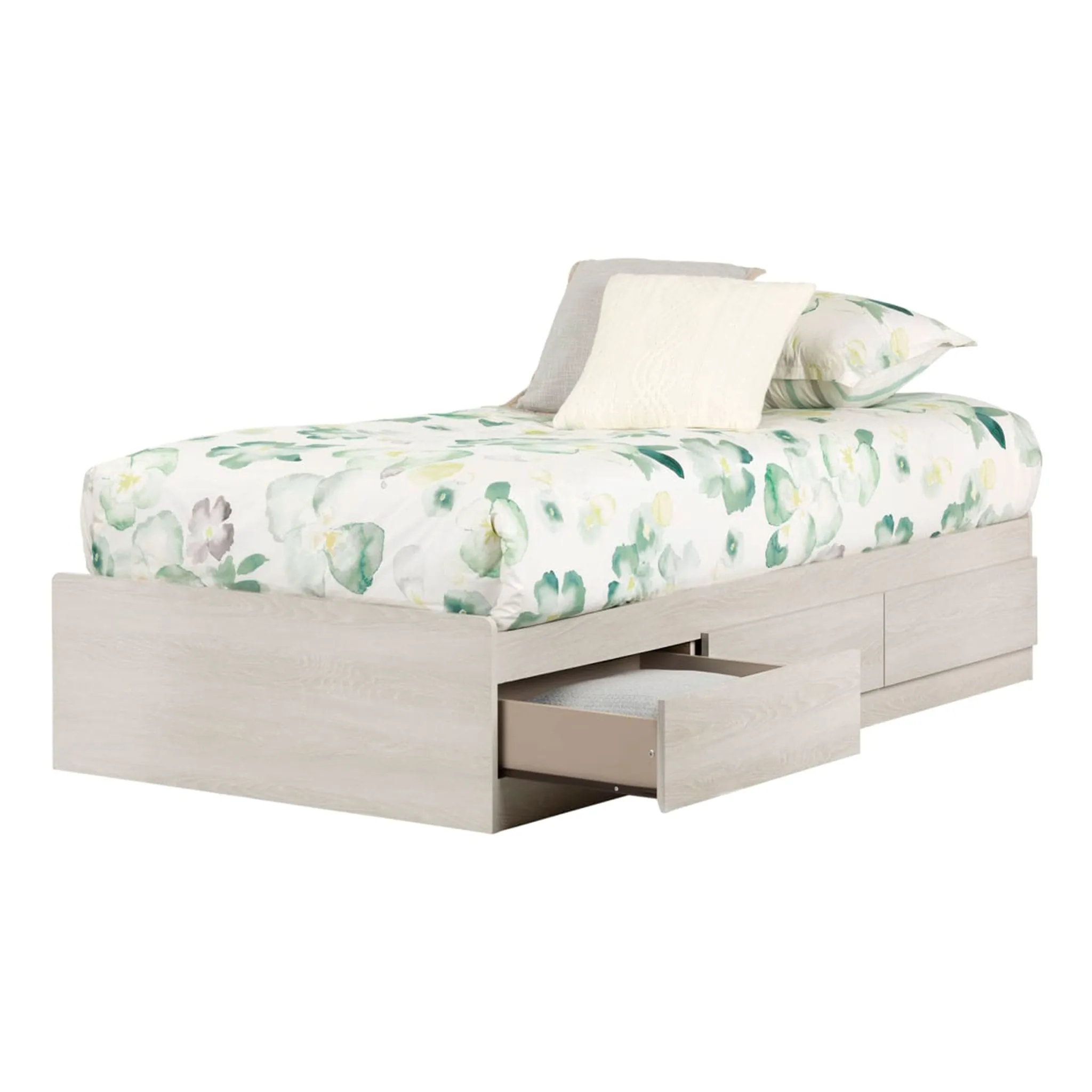 South Shore Lit Matelot Simple 3 Tiroirs Fynn - Chêne hivernal