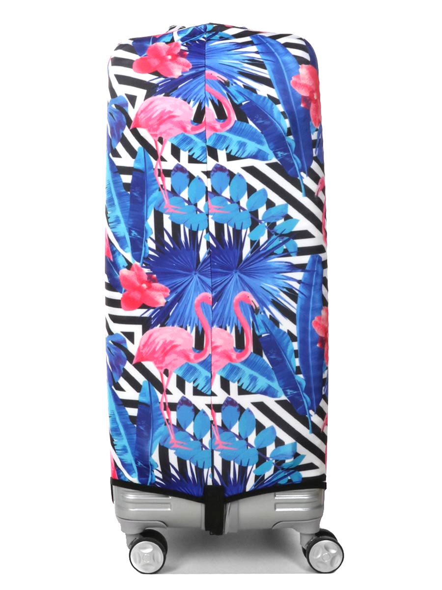 Housse de valise Periea Black & White Stripes with Flamingos L