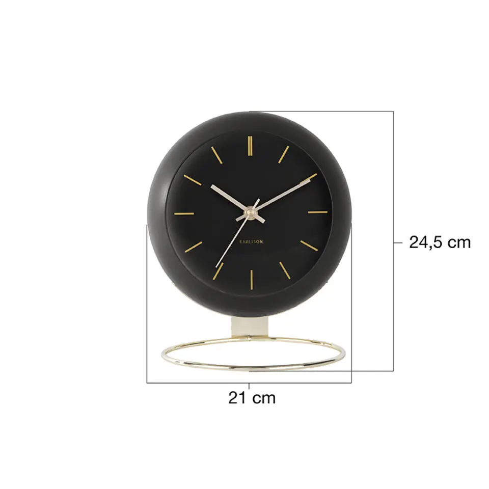 Karlsson - Tafelklok Globe - Zwart