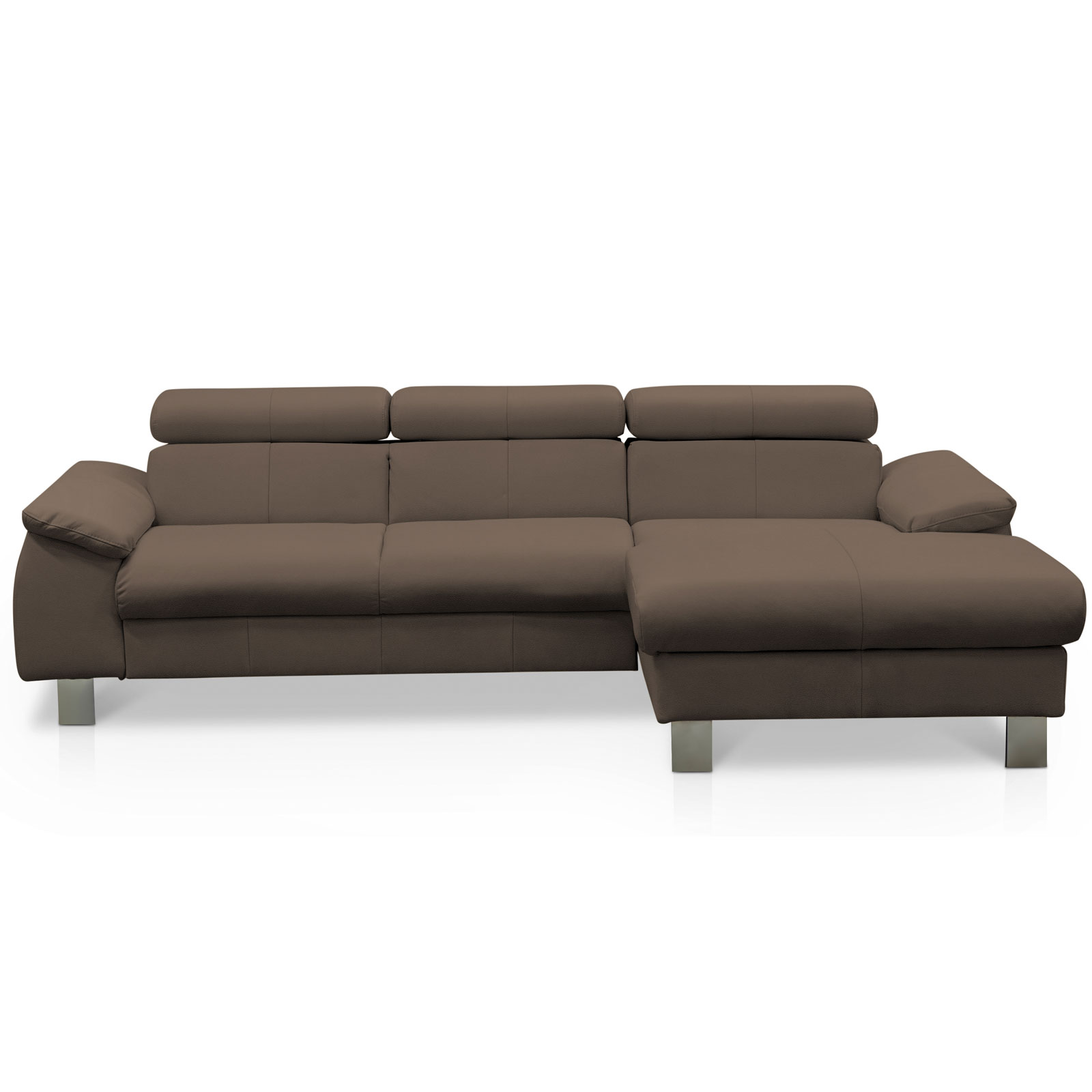 Ledersofa - cocoa - Kopfteilverstellung - Recamiere rechts