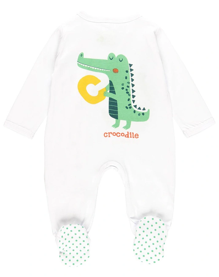 Strampler CROCO mit Fuß in weiß
