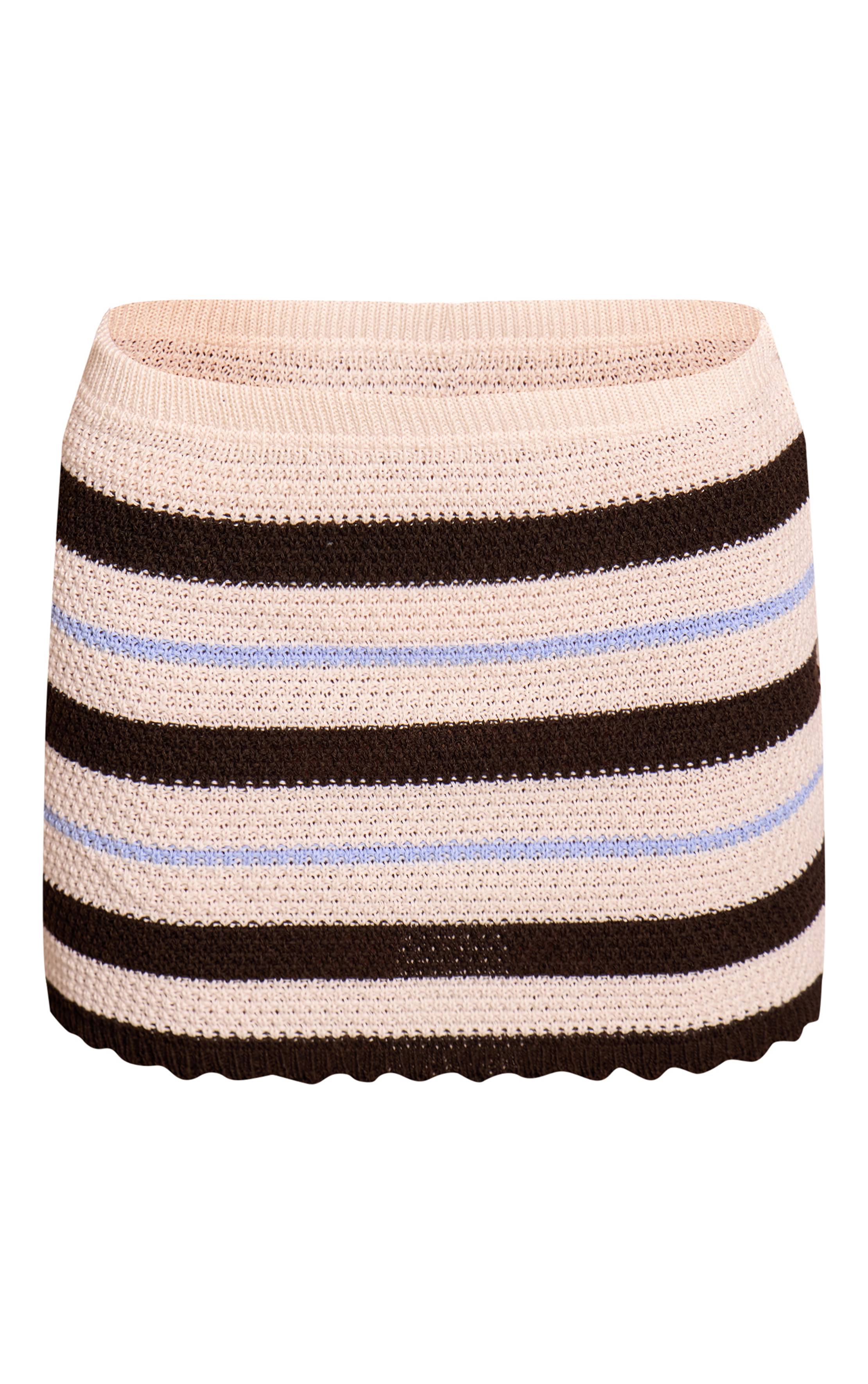 Bleu Mini-jupe Rayée Au Crochet