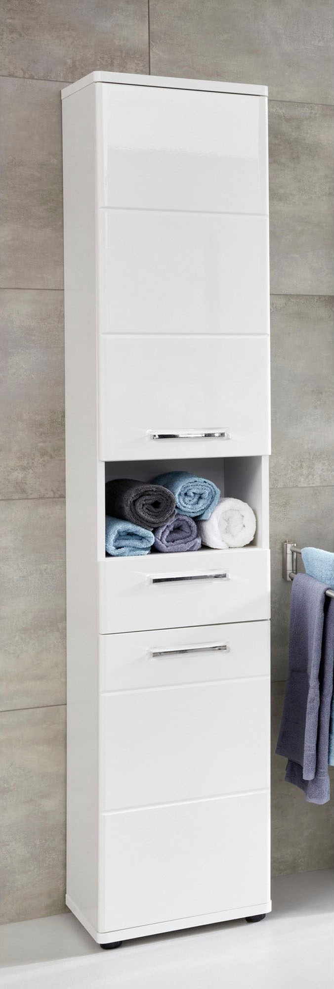 welltime Hochschrank »Mora« Hochschrank mit 2 Türen, 1 Schublade - (B/T/H) 37/34/189 cm