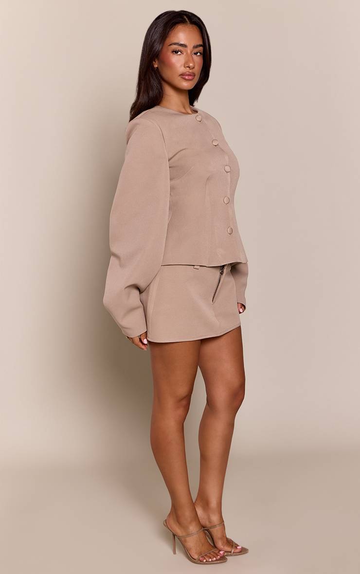Gris Pierre Jupe-short Tissée Ajustée Petite