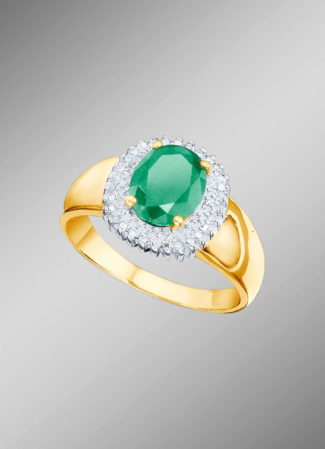 Damenring mit Smaragd und Diamanten