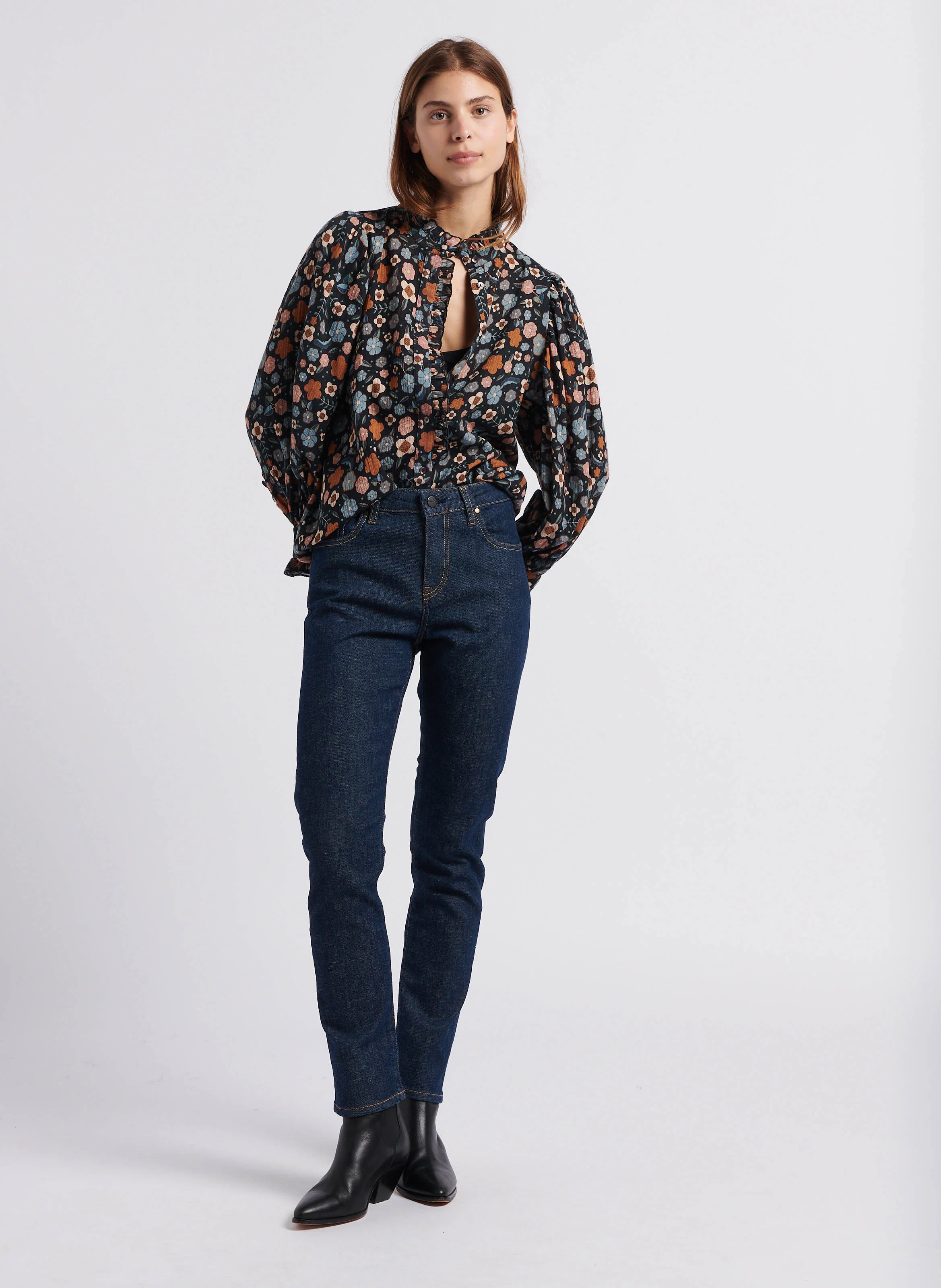 CRYSTAL - Jean slim en coton mélangé | Bleu