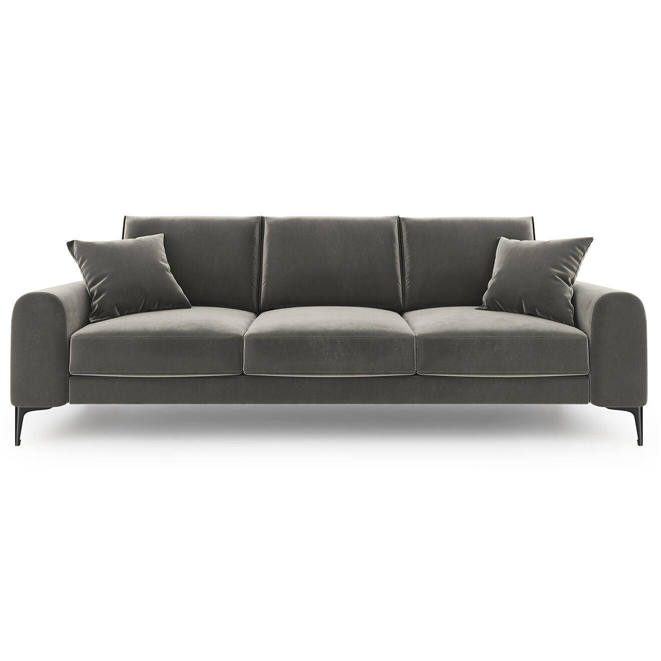 Mazzini Sofas Canapé Velours Madara gris - 222x102x90 cm
