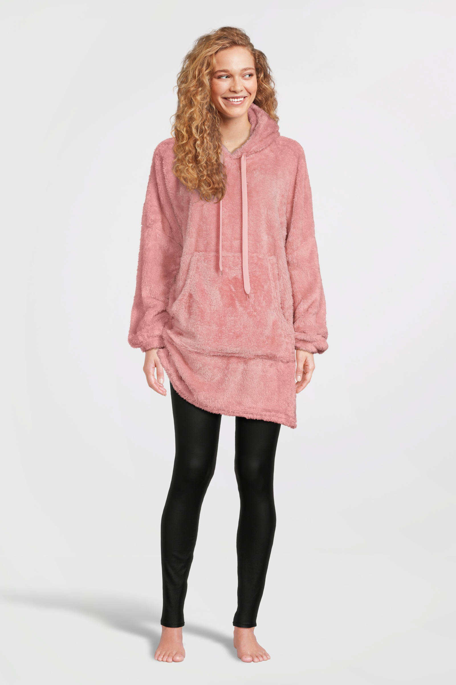 Apollo fleece snuggle hoodie met capuchon roze