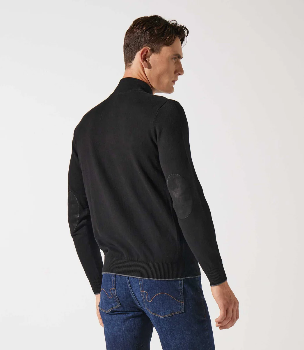 Pull col zippé camionneur noir