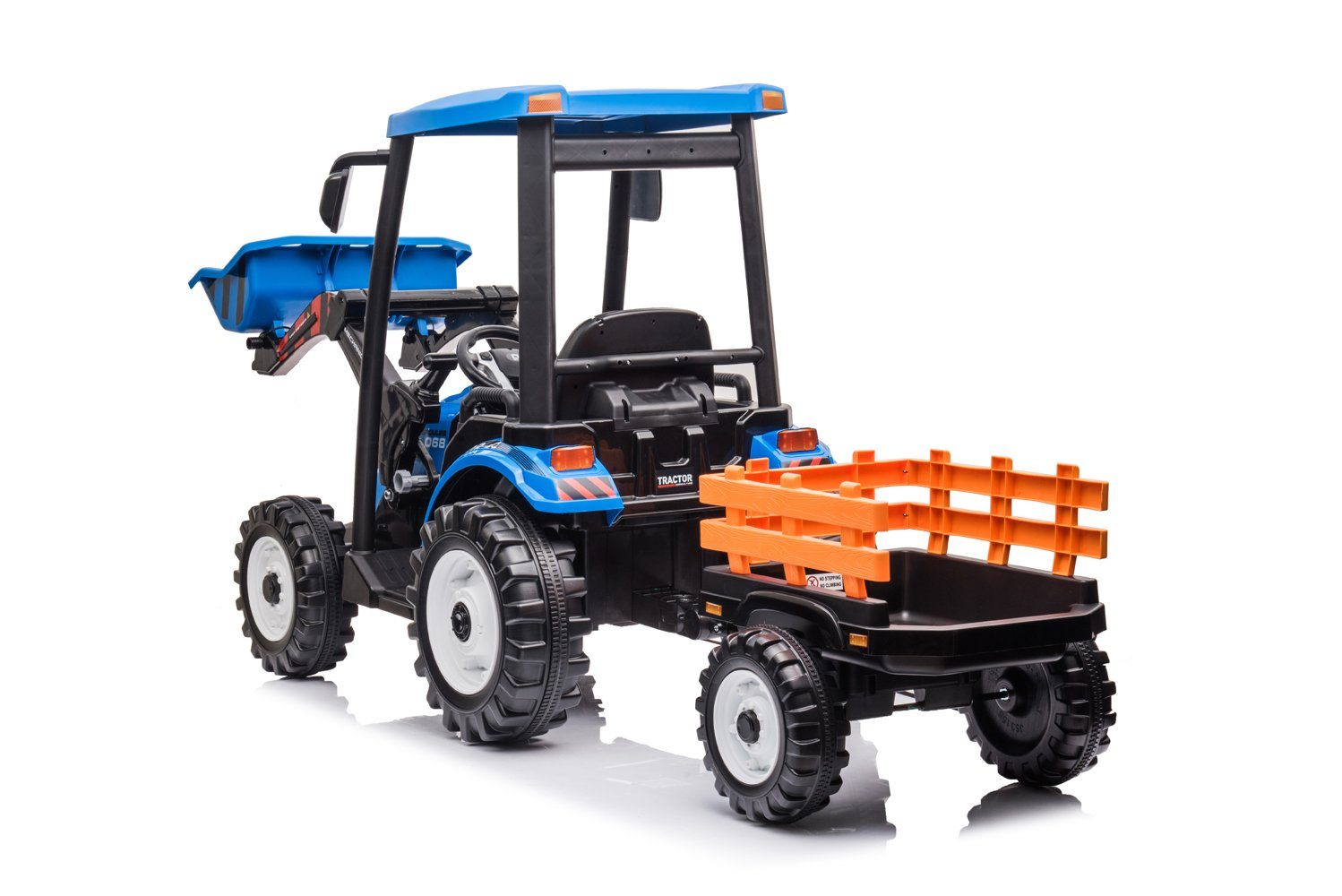 Carrinho elétrico infantil Kidix, trator elétrico infantil, escavadeira com pá, 2 baterias de 120W 12V/10Ah, reboque