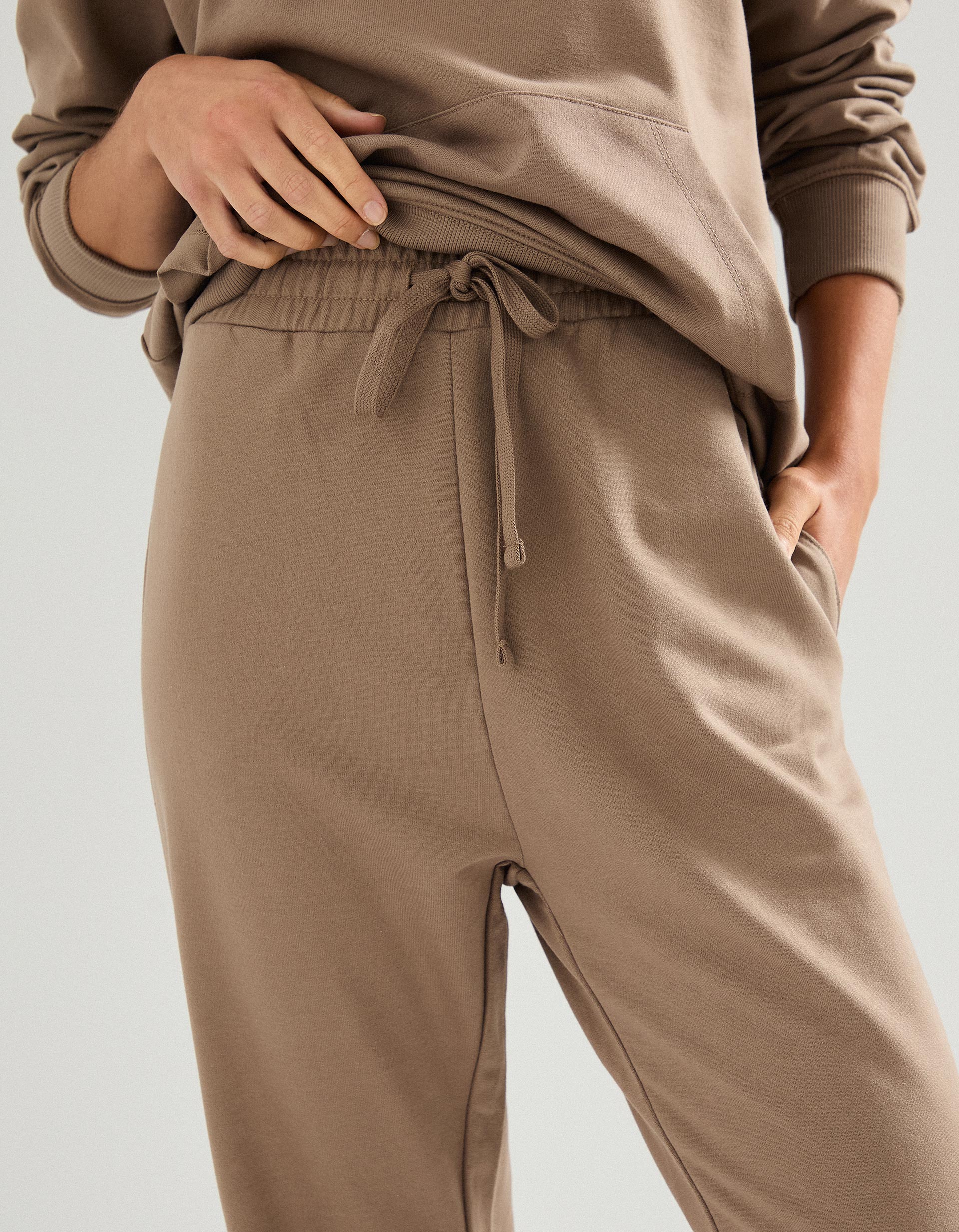 Calças Joggers, Mulher, Bege Escuro