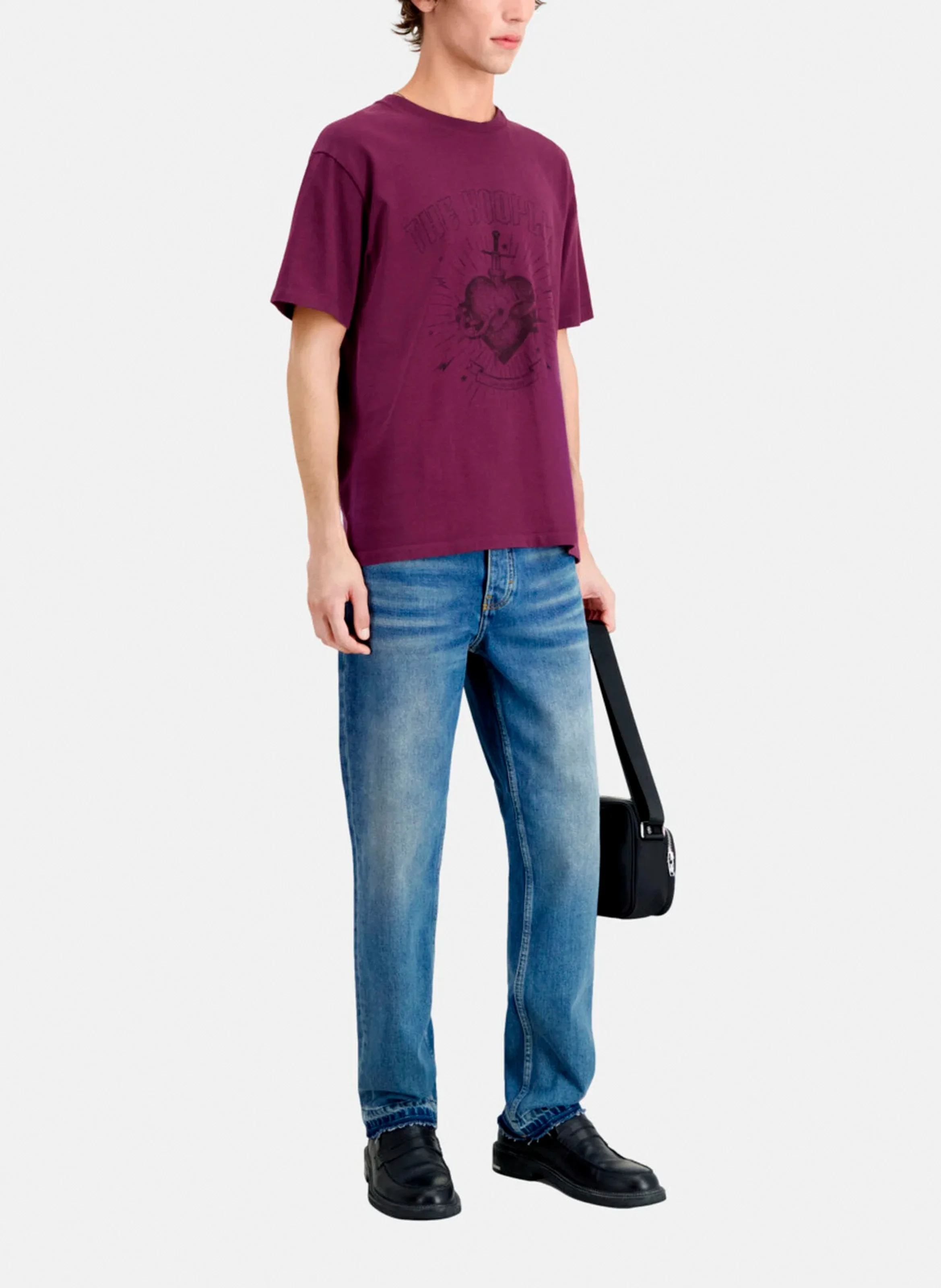 Tee-shirt droit col rond en coton sérigraphié |
