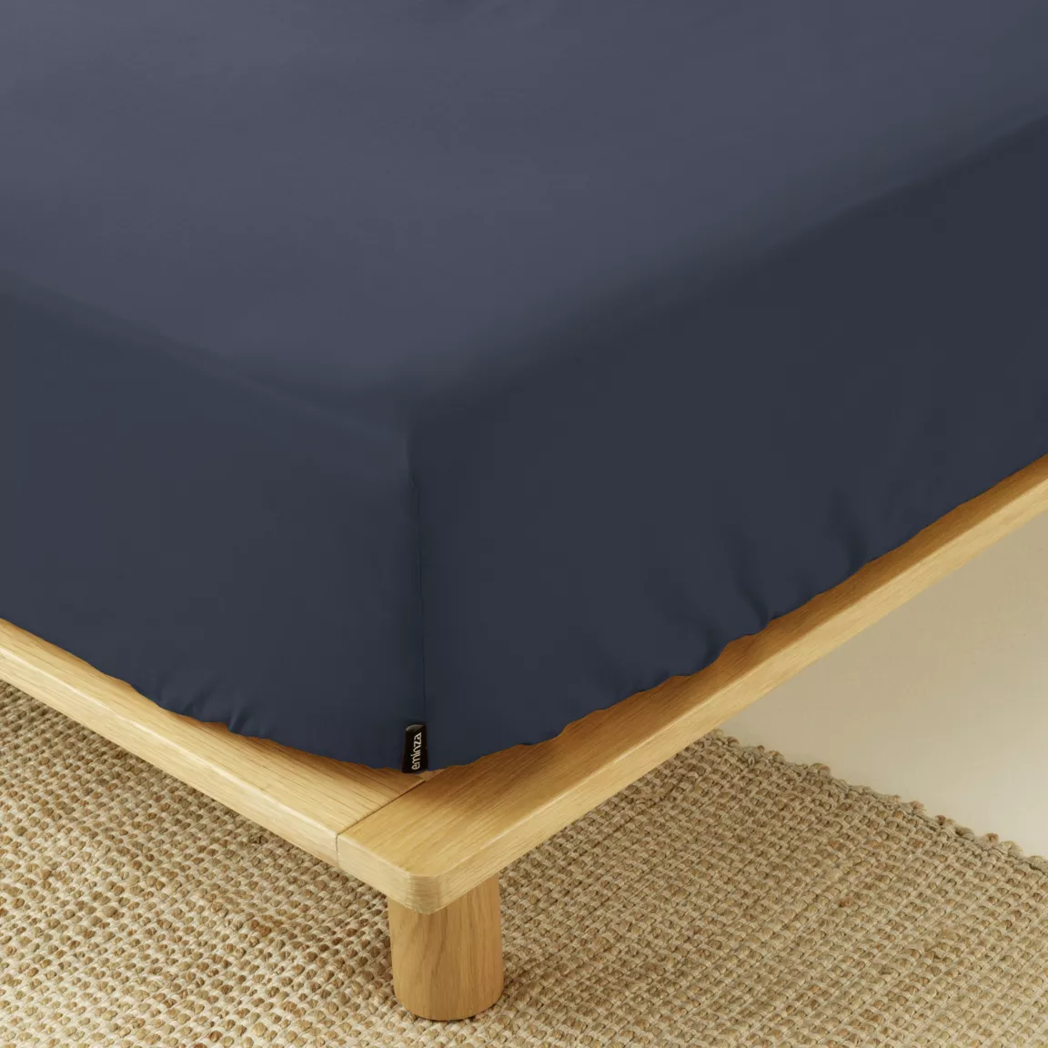 Drap housse percale de coton (160 x 200 cm) Cali Bleu marine