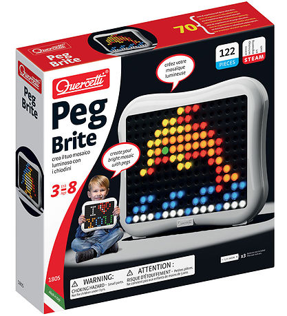 Quercetti Nadelmosaik m. LED Kerze - Peg Brite - 122 Teile - 180