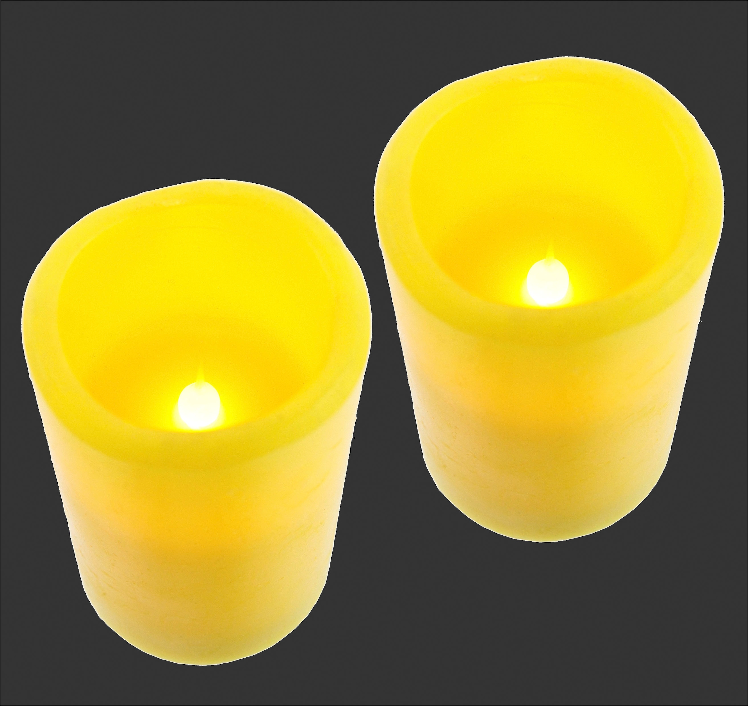 I.GE.A. LED-Kerze »LED-Kerzen Flackernd Warmweiss 2er Set Stumpenkerze Deko Valentinstag« Romantische Dekoration Creme Echtwachs romantisch