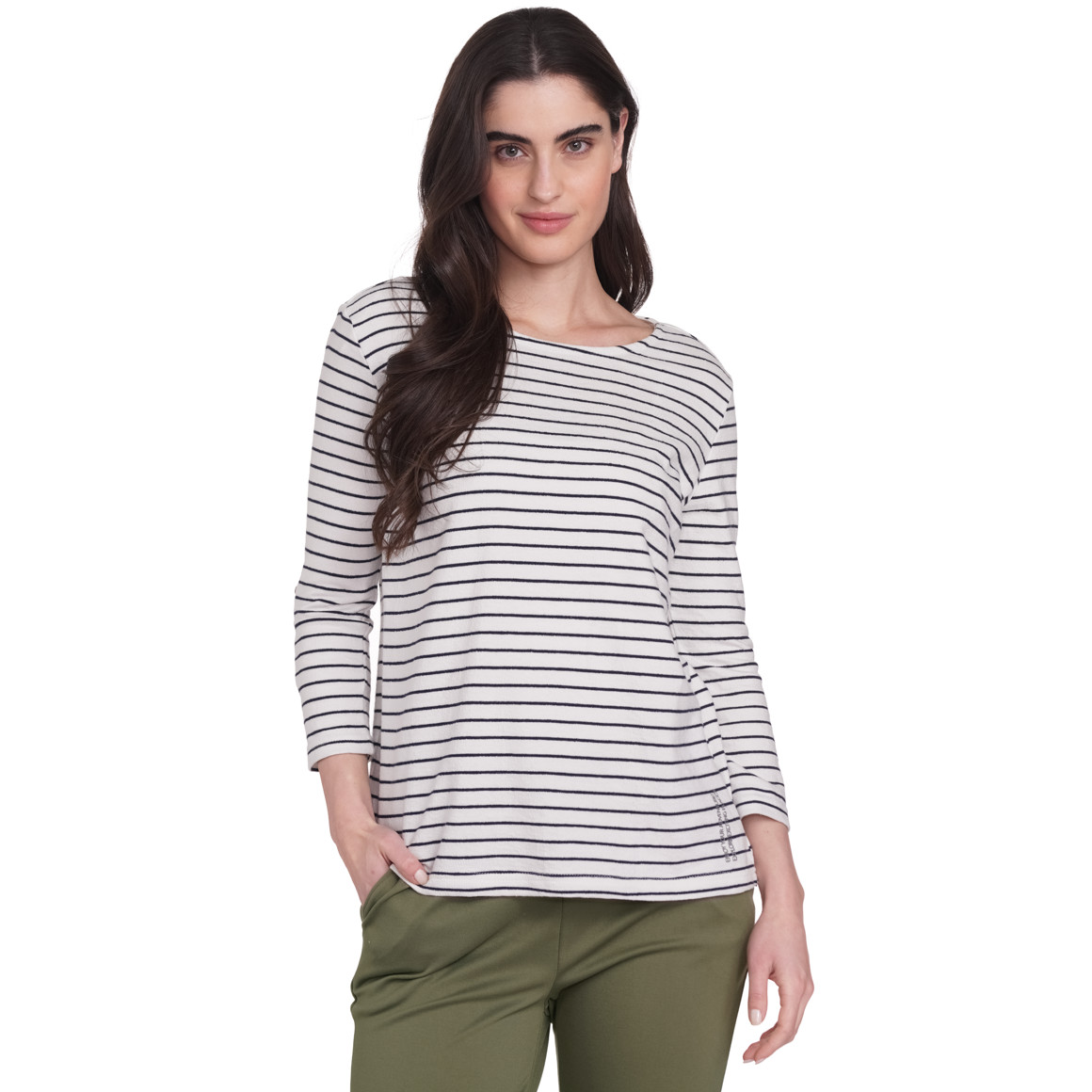 Gina Damen Shirt mit 3/4-Arm weiss / schwarz