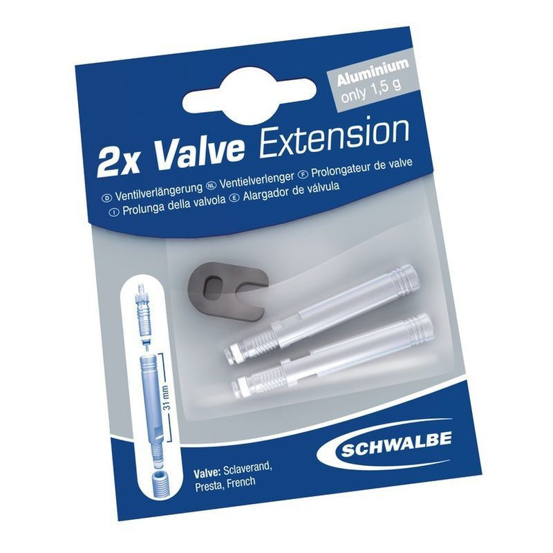 Tubeless Valve Extension Presta Alu with Key - 2 Pack - Valve tubeless