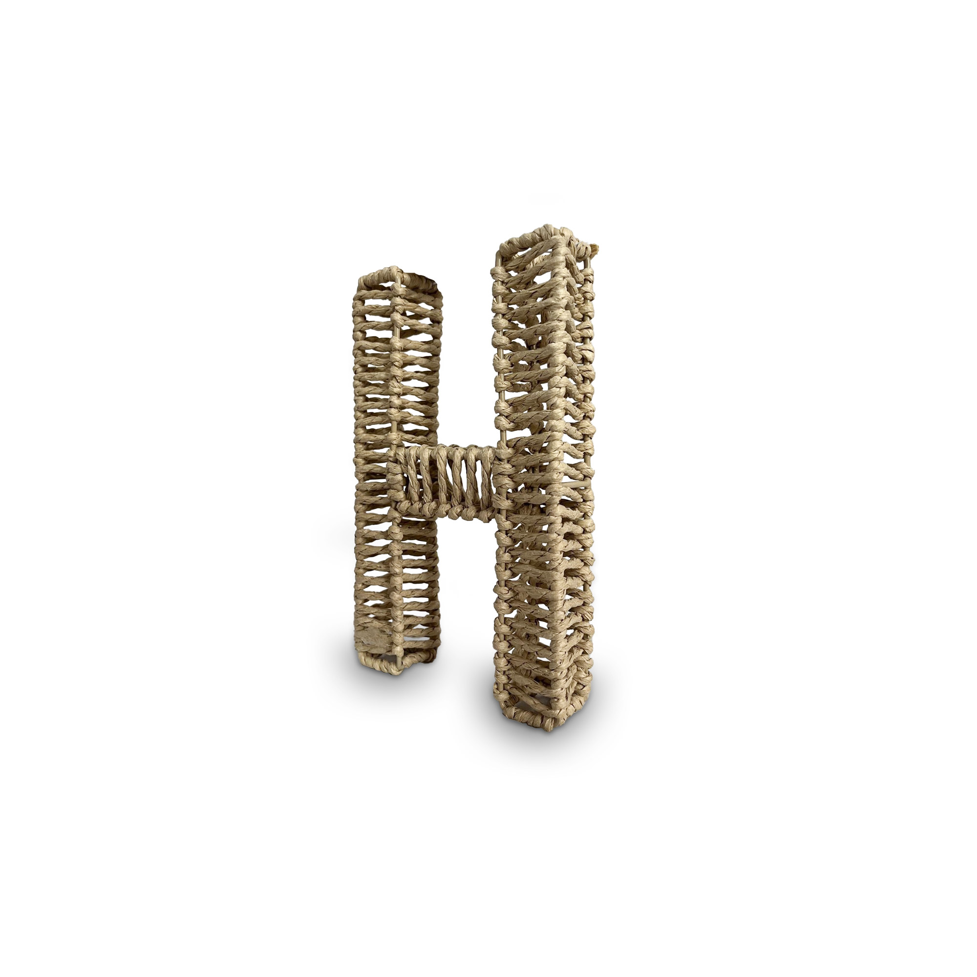 Buchstabe 'H' aus Papiergeflecht, braun, H 20,5 cm, B 12,5 cm, L 3,5 cm von fischer's lagerhaus