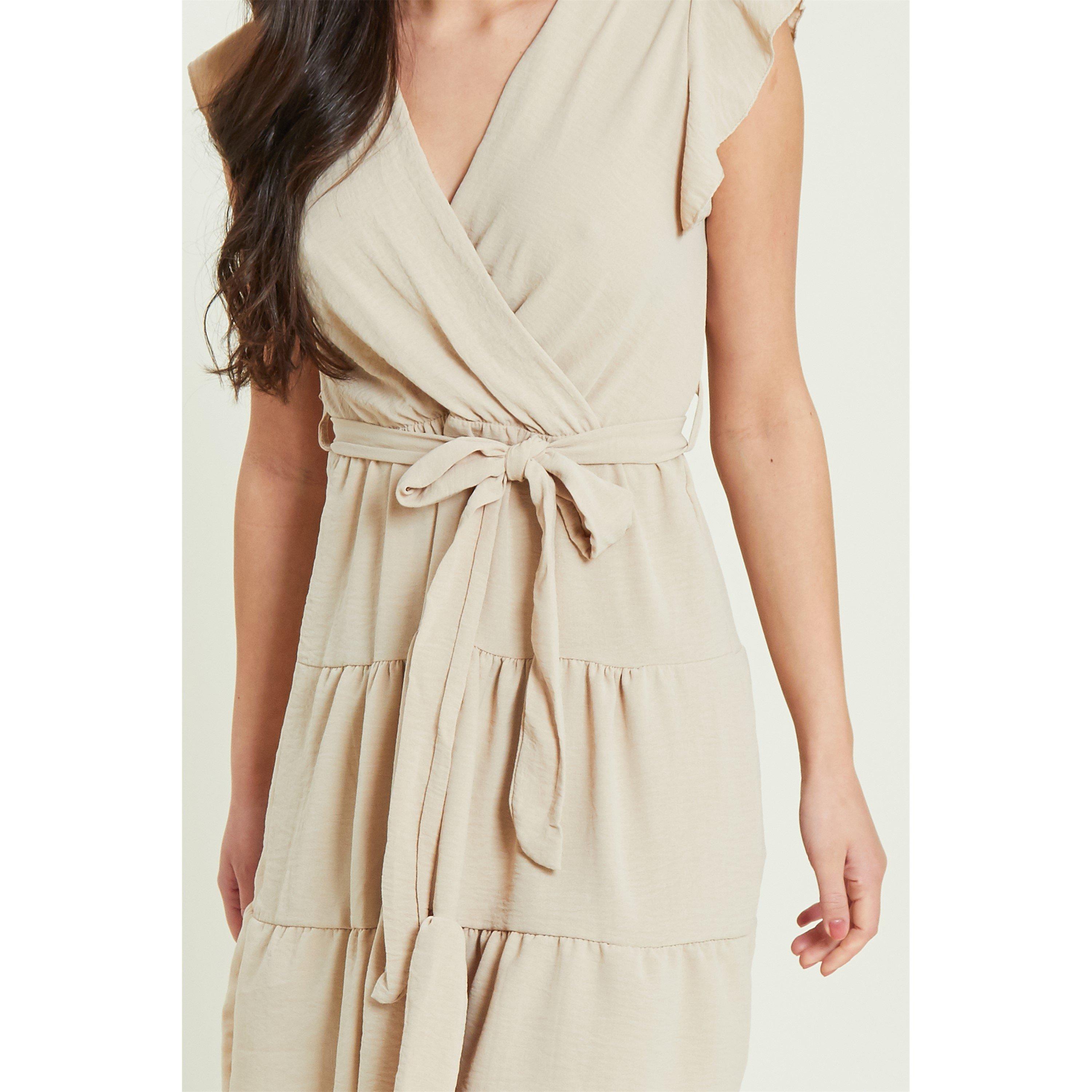 Be You Frill Frill Sleeve Tie Waist Short Dress