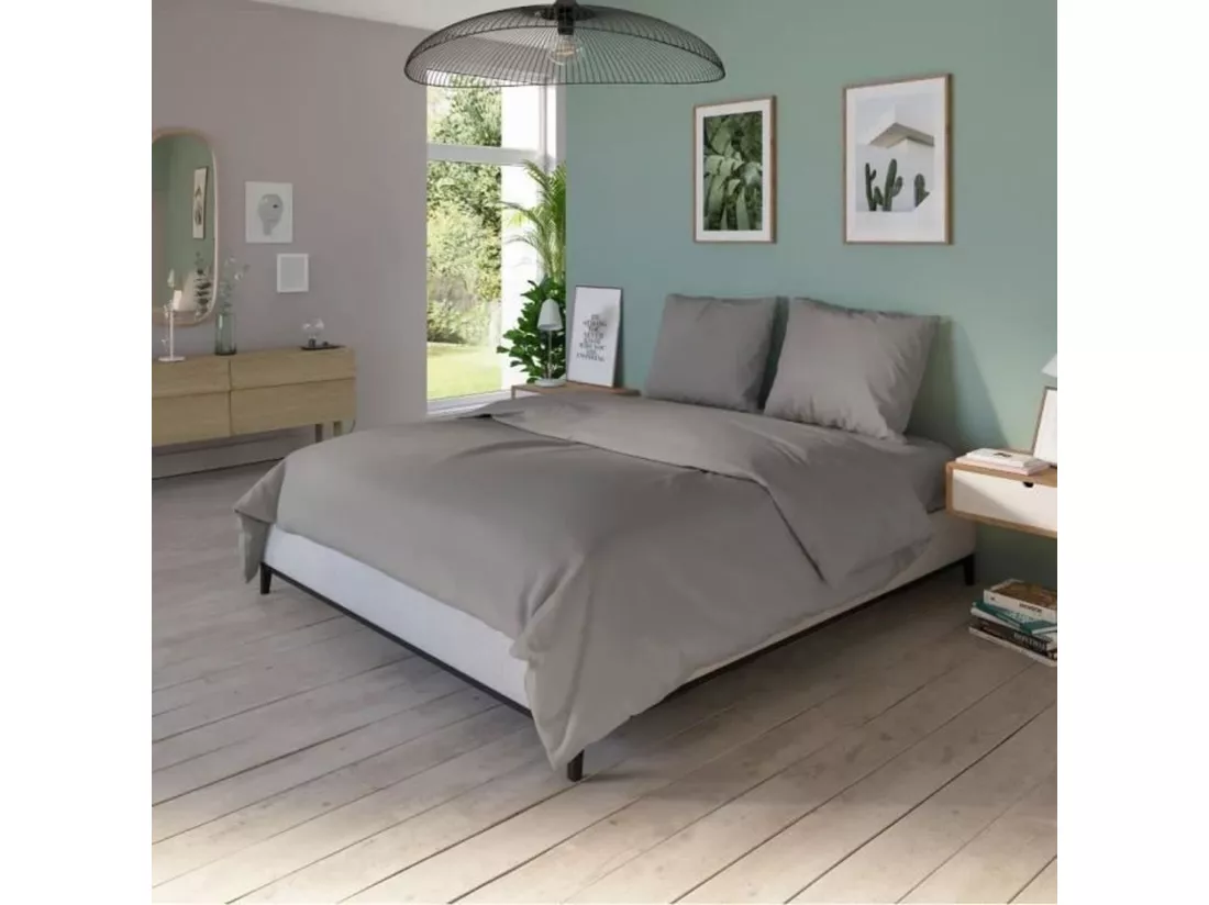 Housse de couette - 240 x 220 cm - Coton - Antibactérien - Taupe