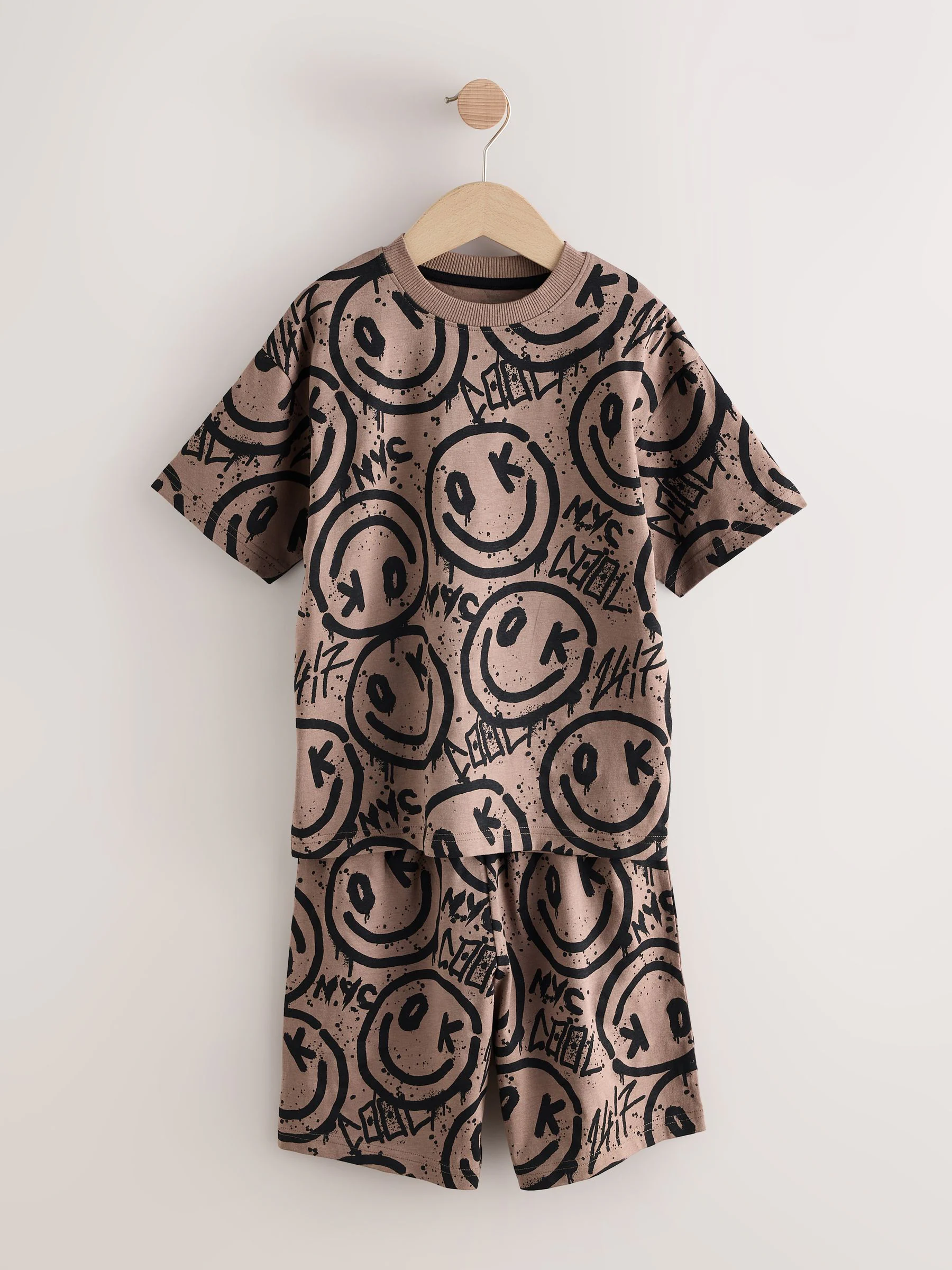 Meerkleurig graffiti - 100% katoenen korte pyjama set van 3 (4 - 16 jr)