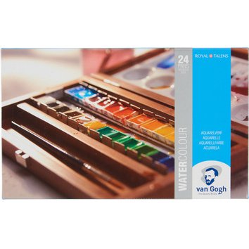 ROYAL TALENS Coffret en bois aquarelle Van Gogh, set de 24