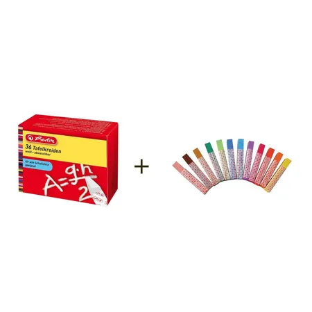 Herlitz Tafelkreiden quadratisch, 48 Stück, 36x weiß + 12x farbig