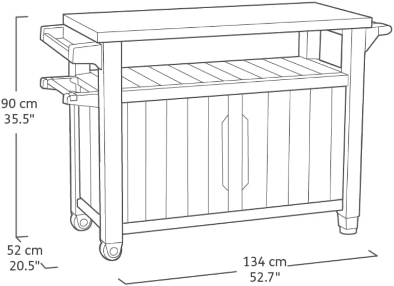 KETER Desserte barbecue gris UNITY XL - 207 litres - 134 x 51.7 x 89.6 cm