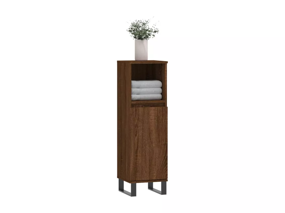Armoire de bain chêne marron 30x30x100 cm bois d'ingénierie