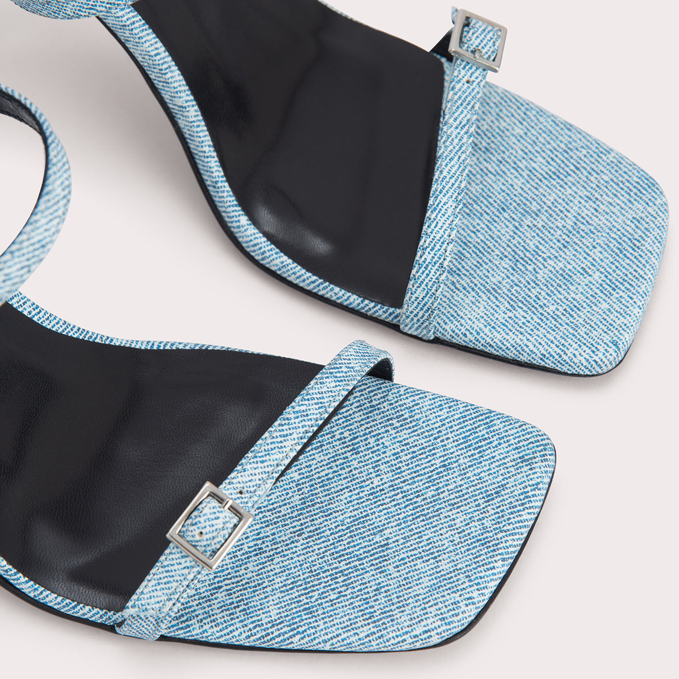 By Far Mules en Cuir Flick bleu denim - Talon 9 cm