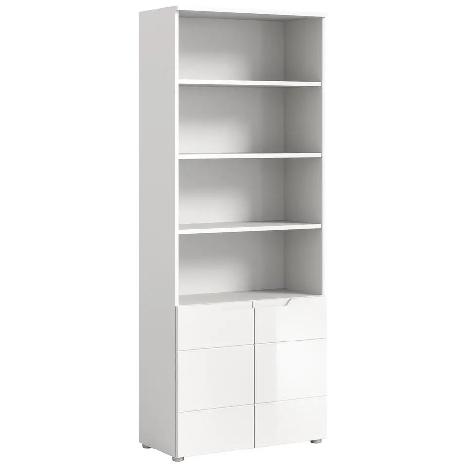Hioshop Solero wandkast 2 deuren 2 deuren- 3 planken wit hoogglans- wit