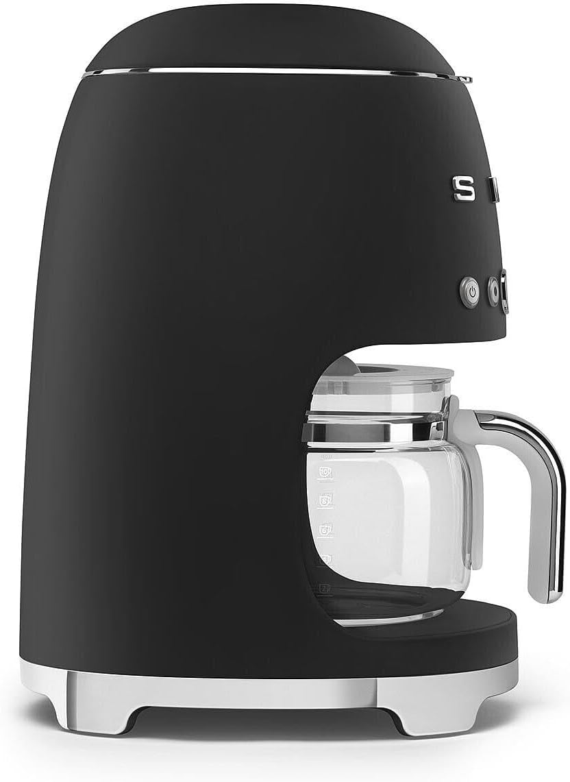 Smeg, Machine à Café Filtre DCF02PBEU, Fonction Arôme et Autostart, Carafe en Verre Jusqu'à 12 Tasses, 2 Niveaux d'Intensité, Mode Maintien au Chaud, 1050 W, Bleu Clair Pastel